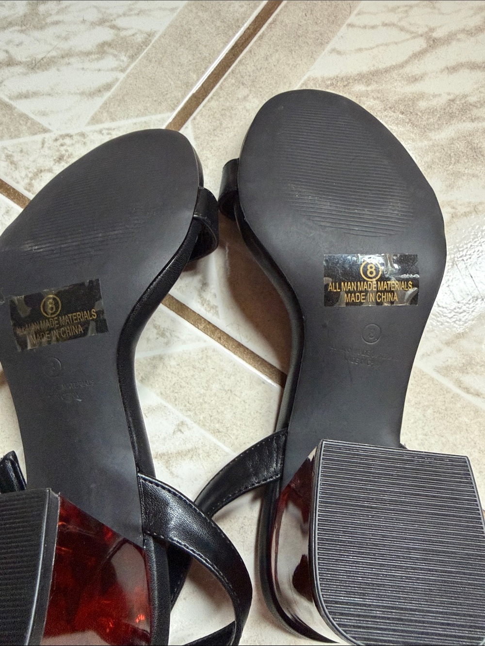 NWOT Lulu's Black Saylee Ankle Strap Sandal Amberww Tortoiseshell Block Heel 8 - Picture 9 of 9